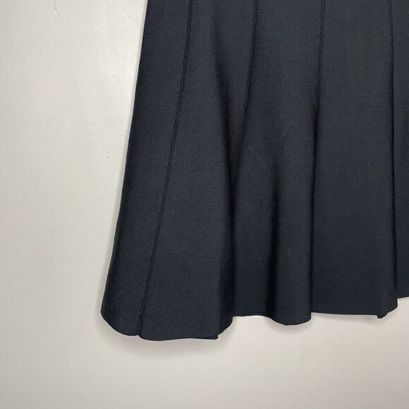 PARKER Pleated Skirt Womens XL A-Line Solid Black Rear Zip Mini 34" Waist - Picture 3 of 10